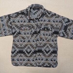Lucky & Blessed Aztec Western Shacket Small Oversized Boho Jacket Fits Large